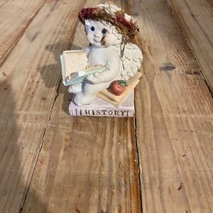 Angel Figurine with Book and Straw Hat